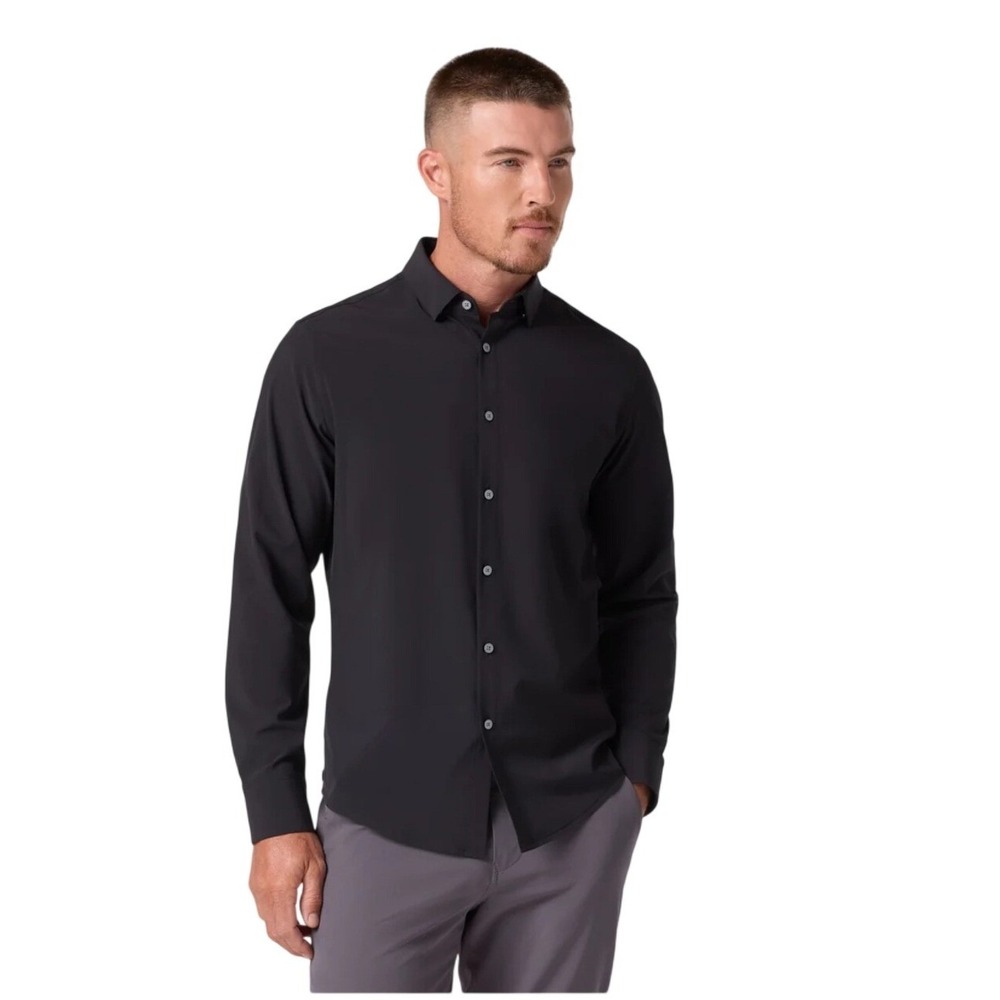 Mizzen + Main Leeward Button Down Mens XXL Black Classic Fit Performance Stretch